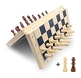 XALIUFENG Magnetschach Set 15'Faltender hölzerner Schach Set Brettspiel für Erwachsene Reiseschach Set für Kinder
